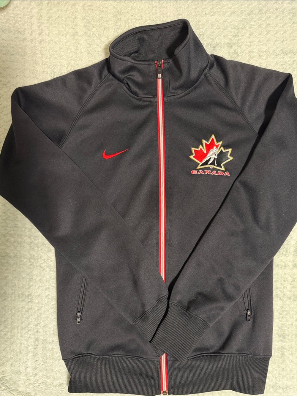 Nike Black Track Jacket with Red Canada Trim